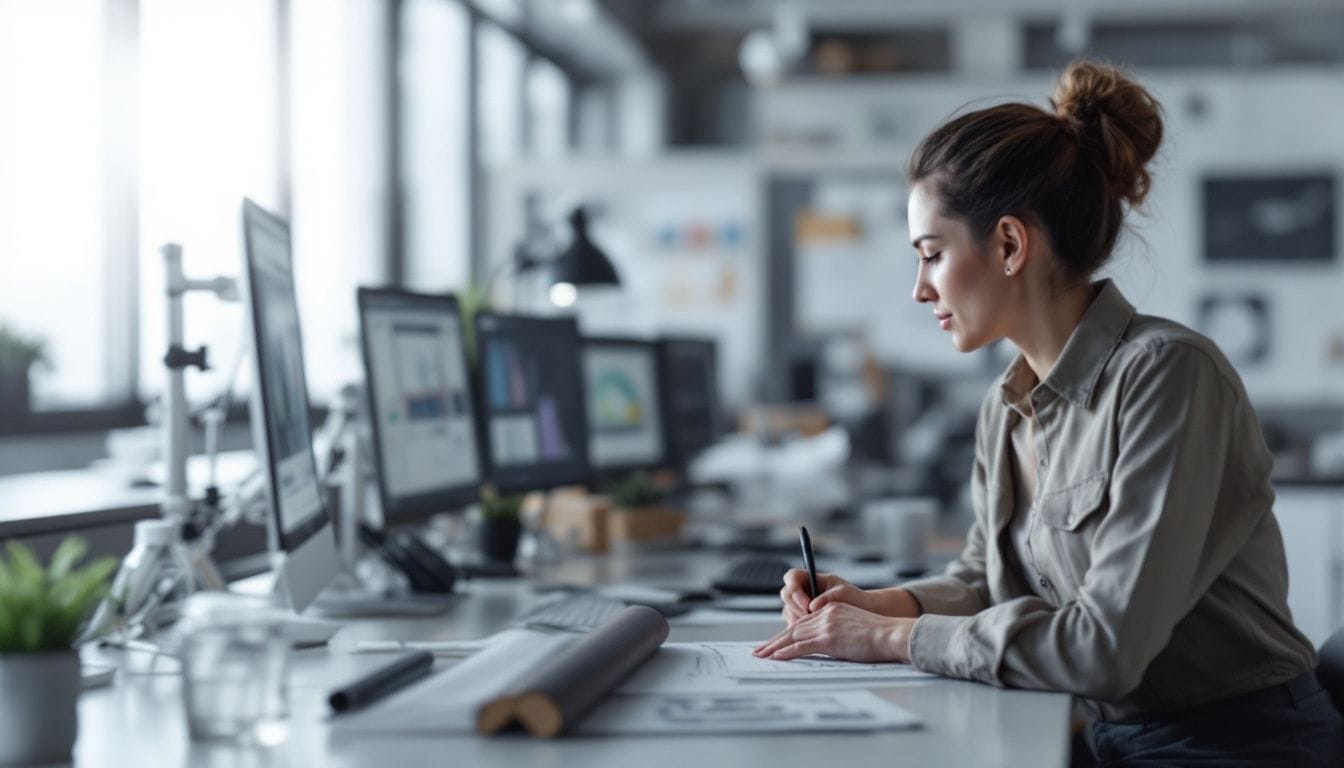 Bild: Frau arbeitet an einem Computer im Büro