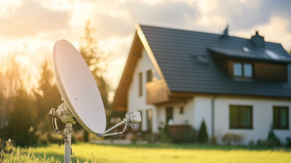 Bild: SAT-Anlage und Haus im Hitergrund